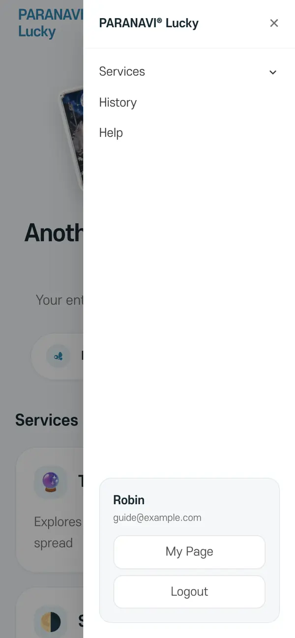 The menu opened on a phone