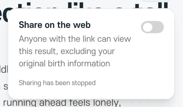 Sharing turned off