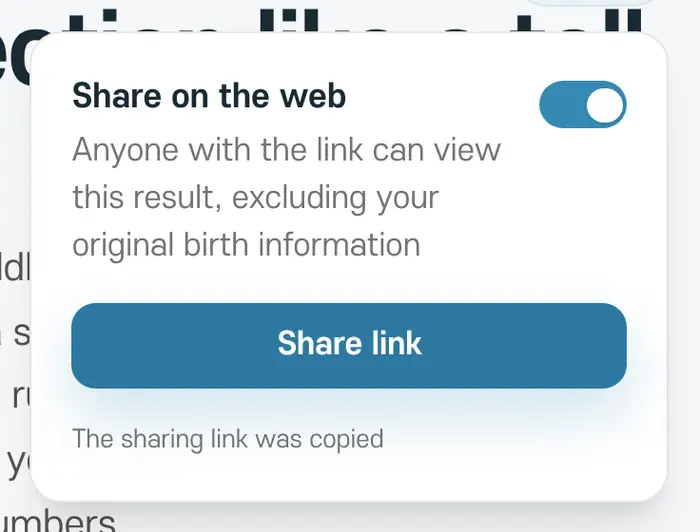 Sharing turned on and the link copied