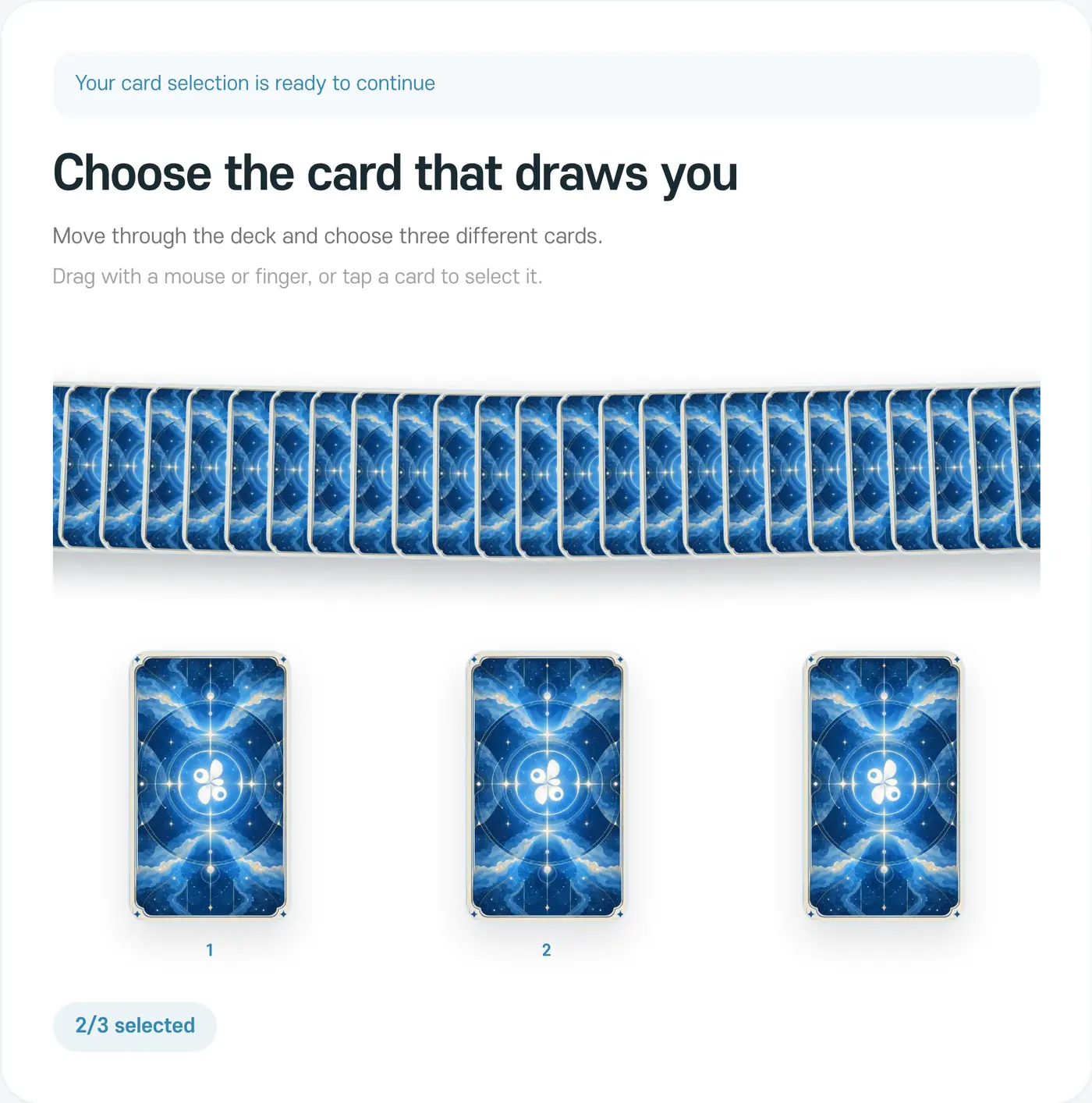 Two of three cards chosen
