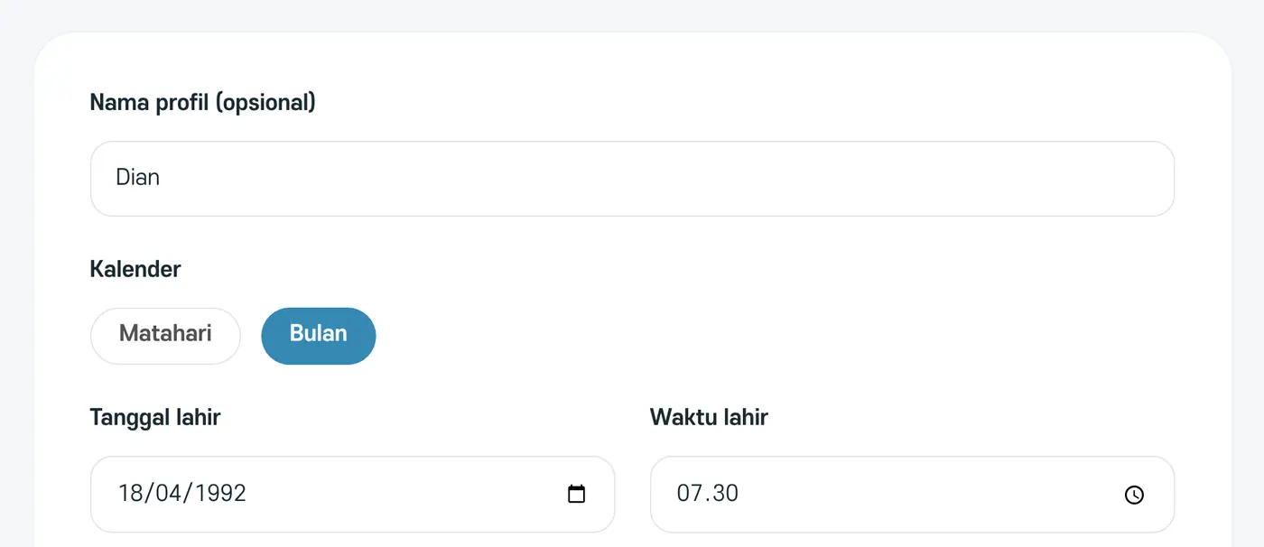 Jika memilih kalender lunar, pilihan Bulan kabisat akan muncul