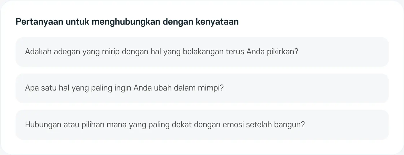 Pertanyaan untuk menghubungkan dengan kenyataan