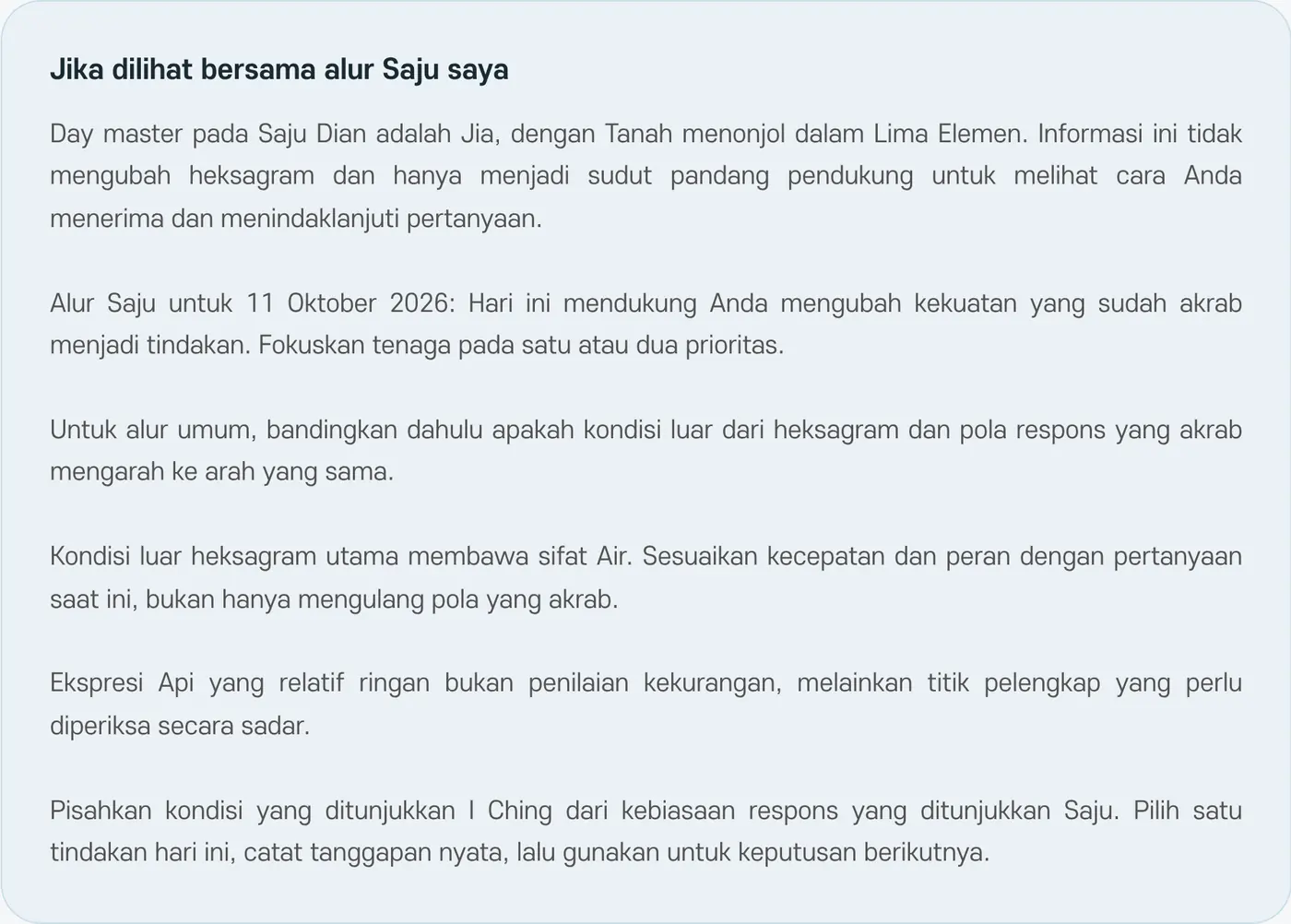 Jika dilihat bersama alur Saju saya