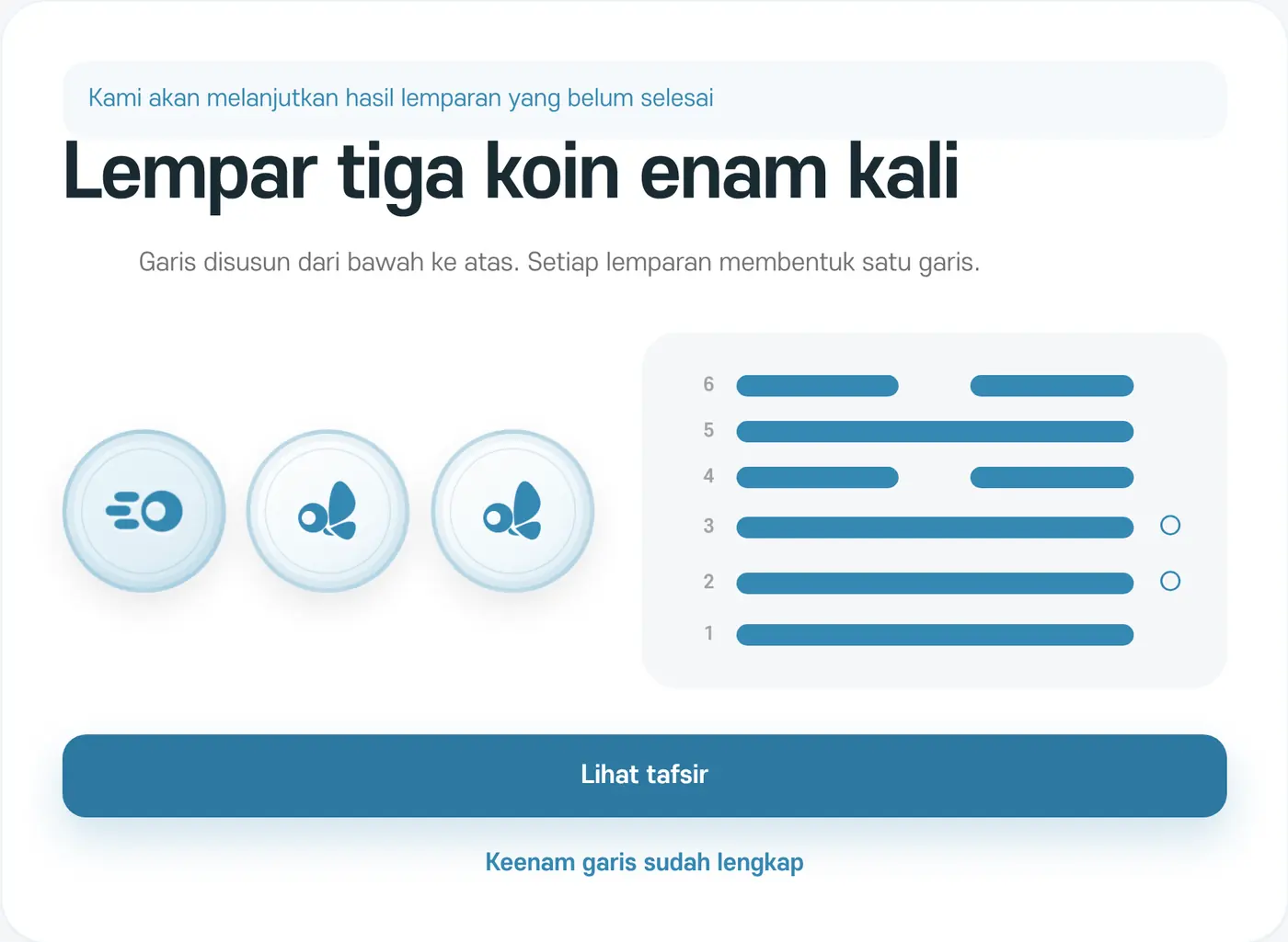 Keenam garis sudah lengkap