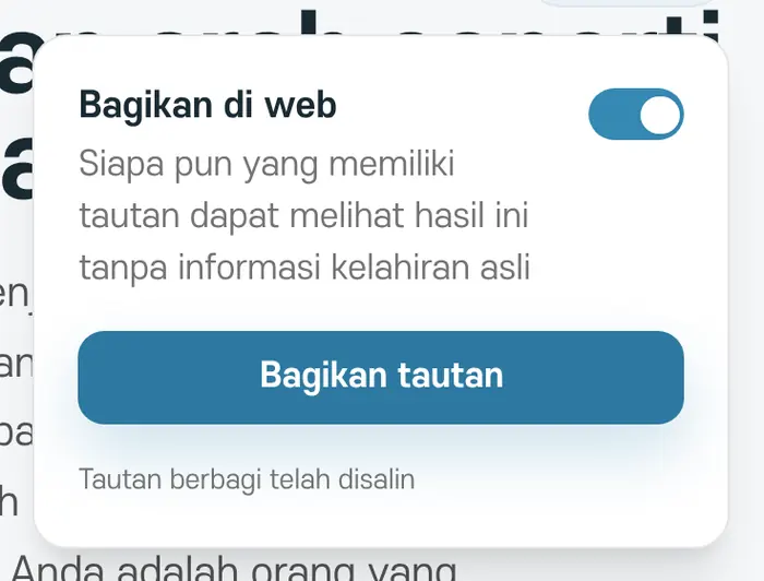 Berbagi sudah dinyalakan dan tautan sudah disalin