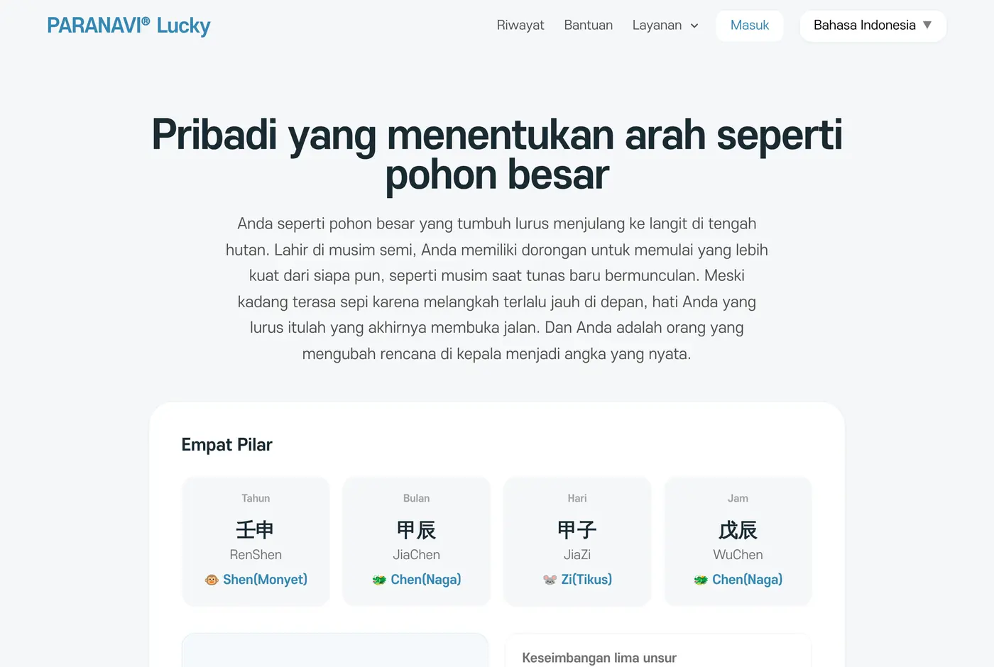 Hasil yang dibuka lewat tautan. Penerima hanya melihat hasil, tanpa informasi kelahiran asli