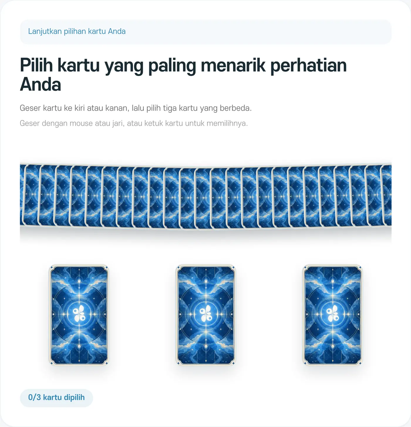 Layar memilih kartu