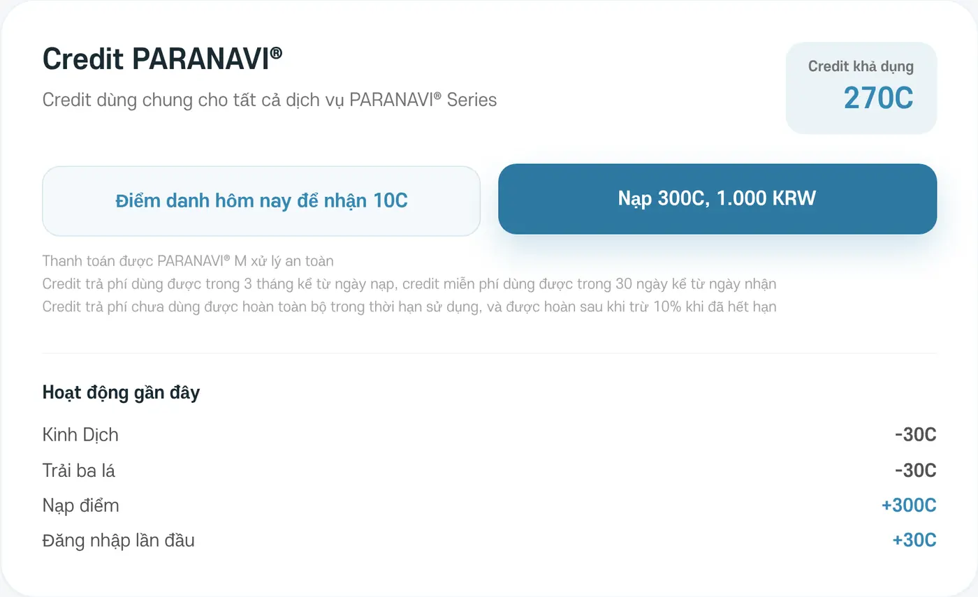 Thẻ credit ở Trang cá nhân