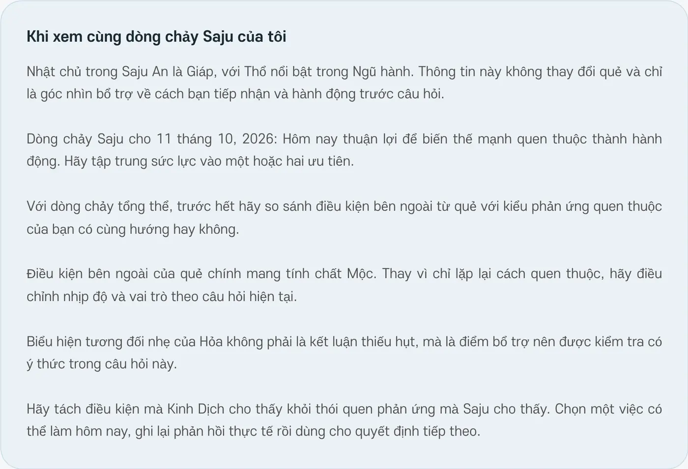 Khi xem cùng dòng chảy Saju của tôi