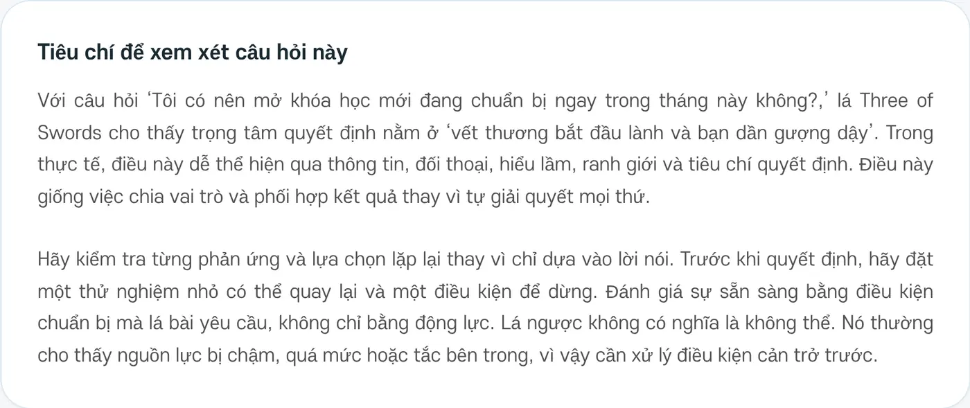 Tiêu chí để xem xét câu hỏi này