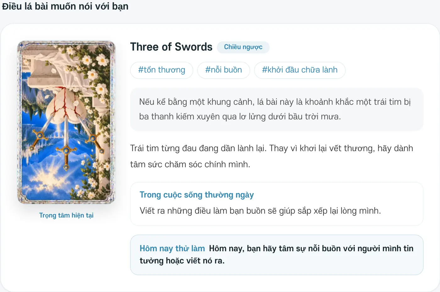 Kết quả Trải một lá