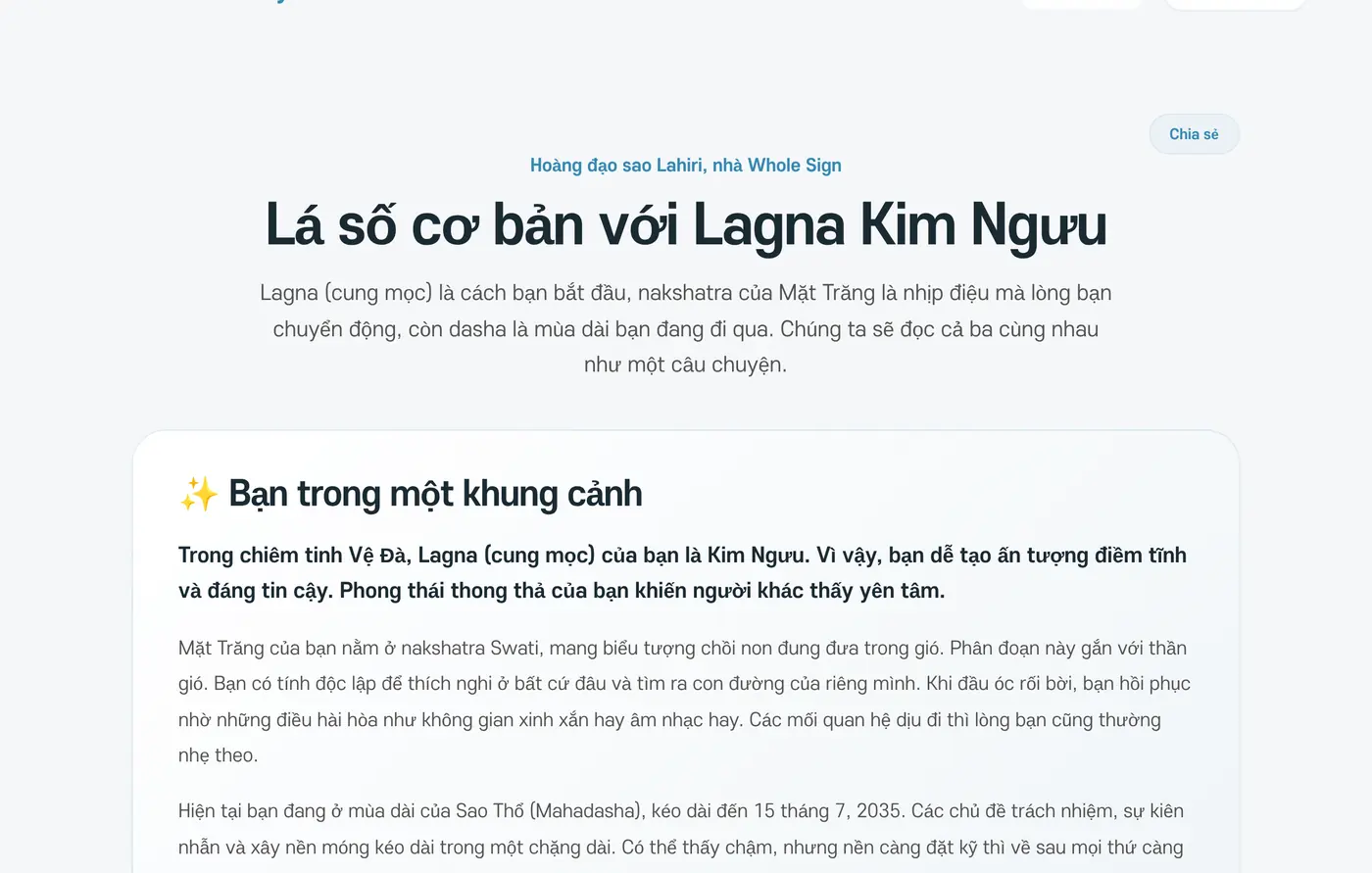 Phần mở đầu của kết quả chiêm tinh Vệ Đà